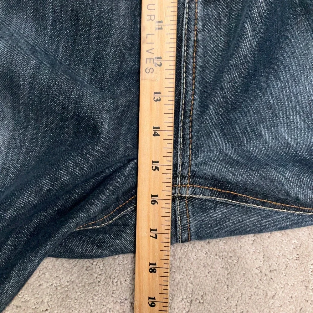 Mecca Jeans Mens‎ 52W 32L Blue Fade Whisker Stitched Relaxed Fit Y2K Urban Denim